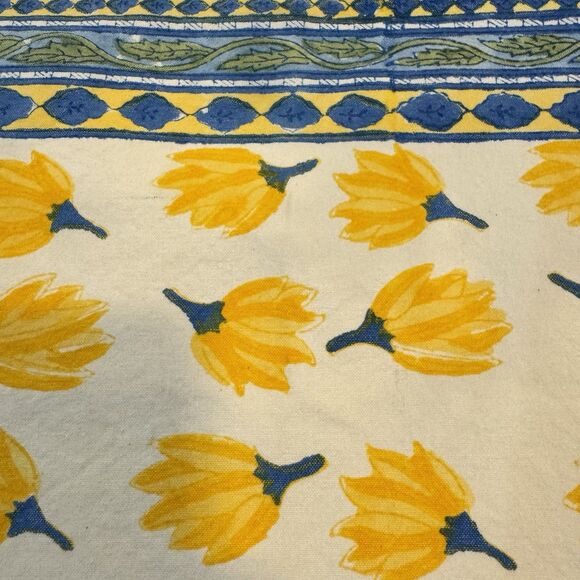5 Couleur Nature Placemat Bruno Lamy Squash Blossom Yellow Blue Cotton Handmade - Picture 4 of 7